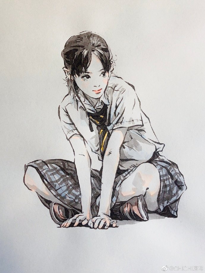 水彩女孩子头像作者chichi速写