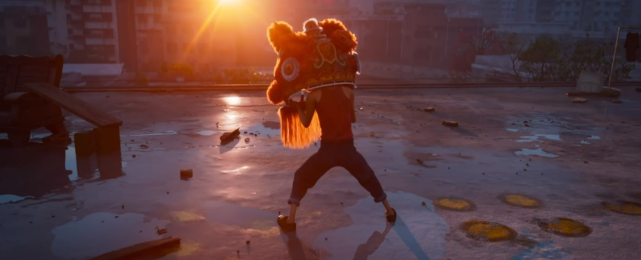 电影《雄狮少年》天台舞狮 截图