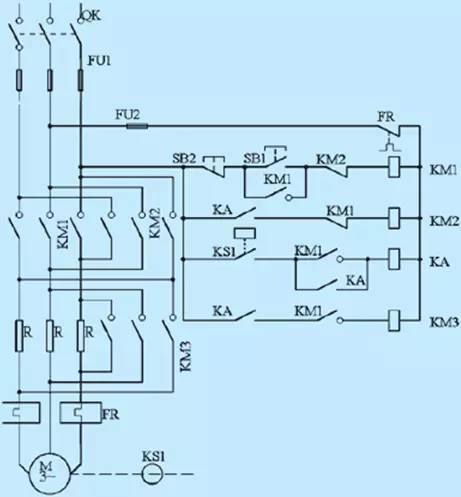 定子串電阻降壓啟動9時間繼電器控制雙速電機8單按鈕控制電機啟動停止