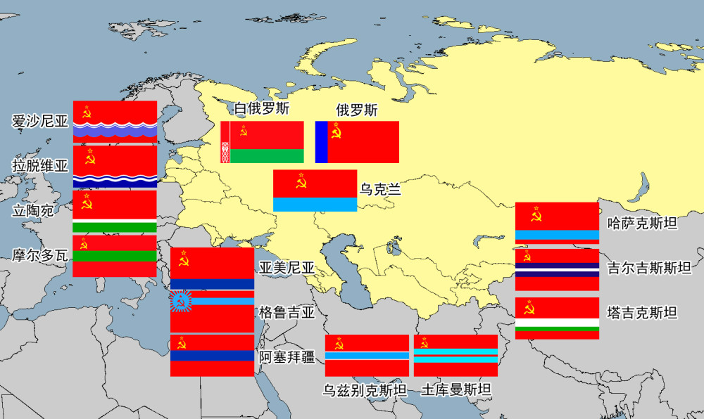苏联解体15个国家地图图片