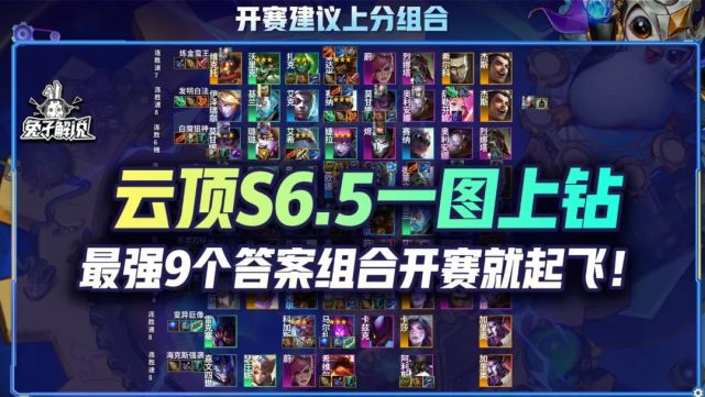 云顶s6.5赛季一图上钻!最强9个上分答案组合开赛就起飞!