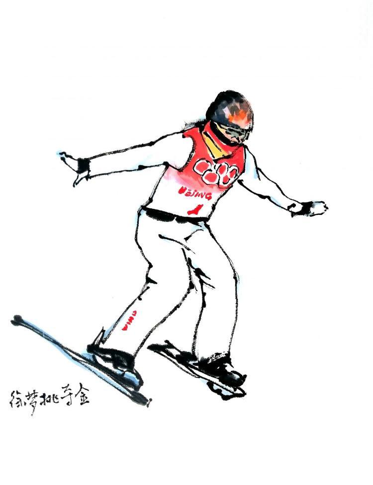 速写滑雪的人组合临摹图片