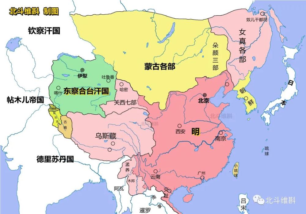 从地图看明朝版图变迁初期达到顶峰后期200年局限于长城之内