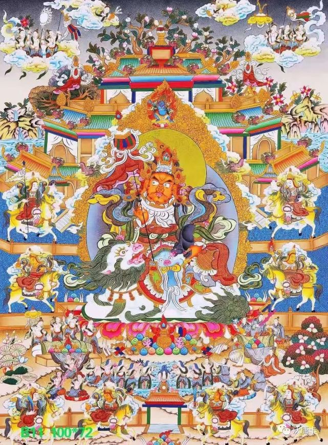 编号138136059彩绘唐卡八马财神10072cm左右