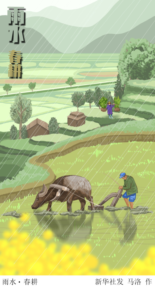 (图表·插画)【二十四节气·雨水】雨水·春耕