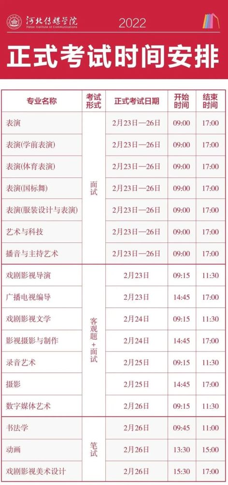 校考安排丨2022河北傳媒學院校考時間安排