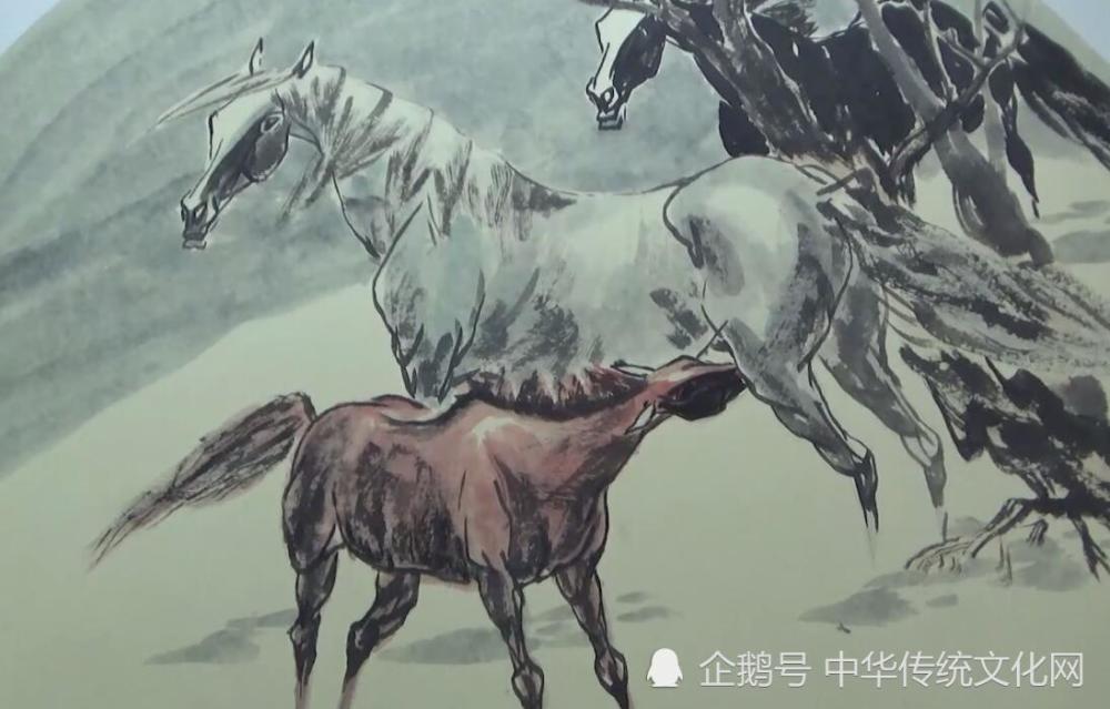 著名画家张天野画马艺术