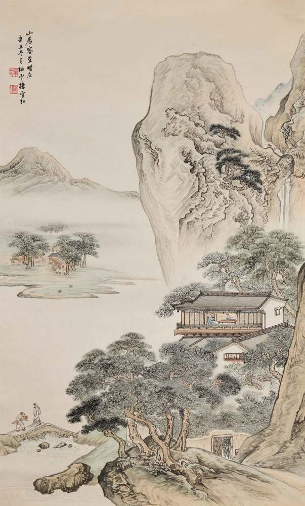 以界尺引线绘亭台楼阁牟雪松