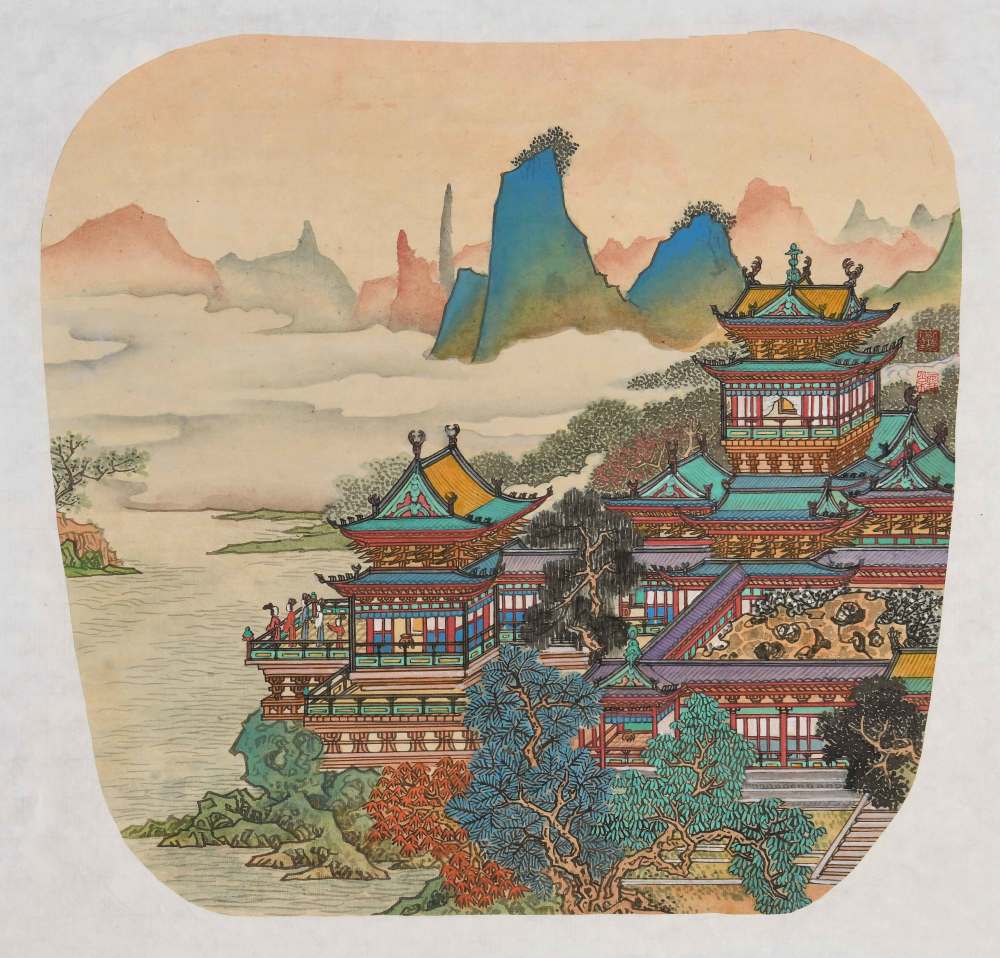 以界尺引线 绘亭台楼阁|牟雪松