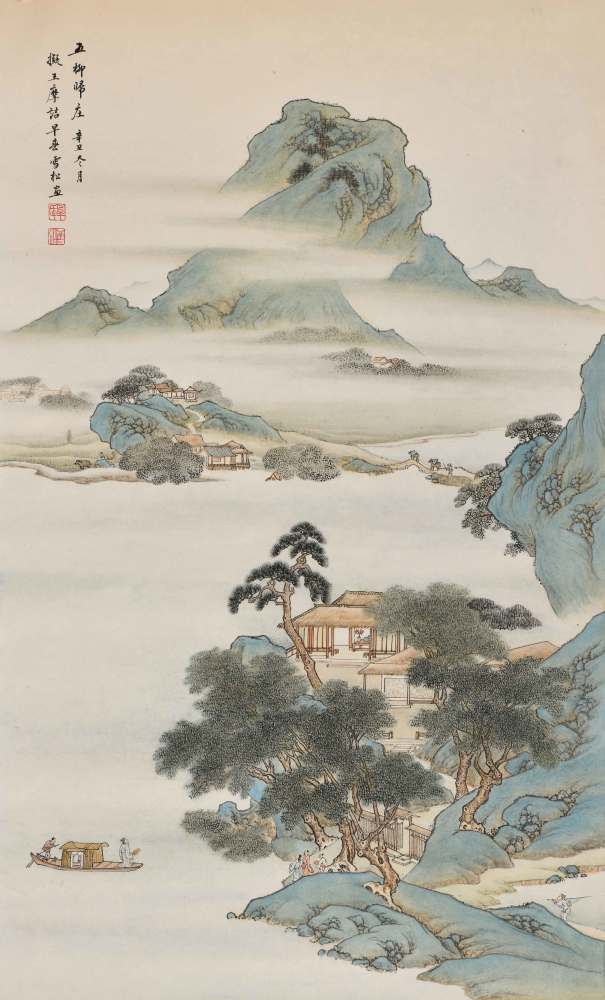 以界尺引线绘亭台楼阁牟雪松