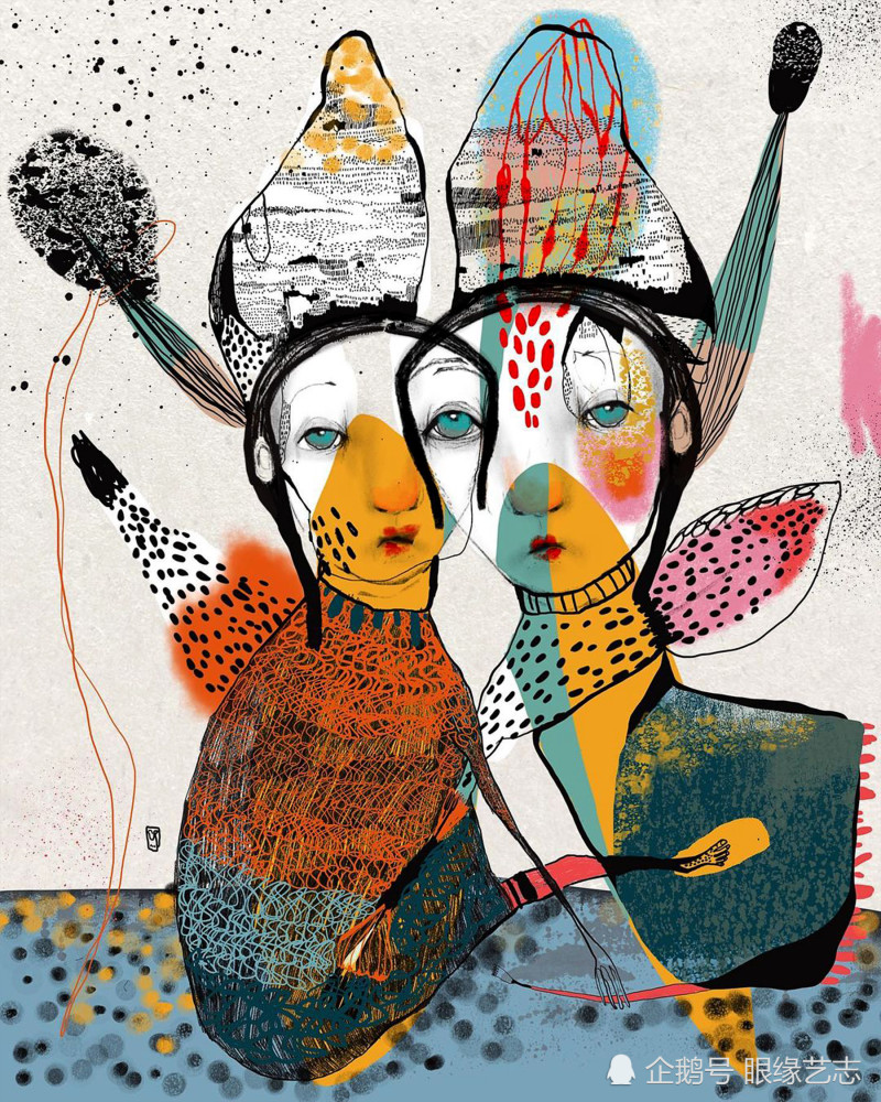 古怪书呆子脑中的古怪想法抽象肖像中傻乎乎的小火花