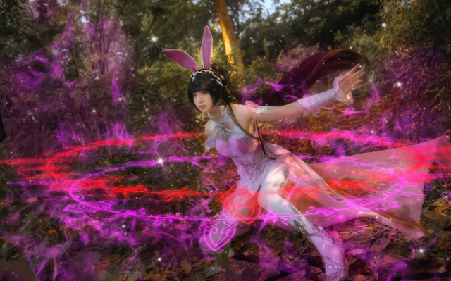 斗罗大陆:高颜值美女cos小舞,粉色长裙加白丝,身材太绝了