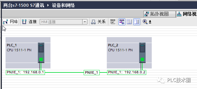 西门子博途组态两台s71500plc的s7通讯