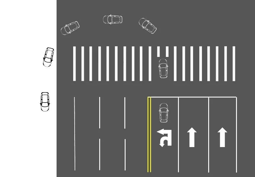 駛入相應導向車道如果發現自己駛入車道通行方向有誤應繼續按照標線