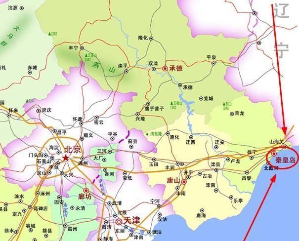 秦皇島,河北省省轄市,東北接遼寧省綏中縣,建昌縣,凌源市,西北臨寬城