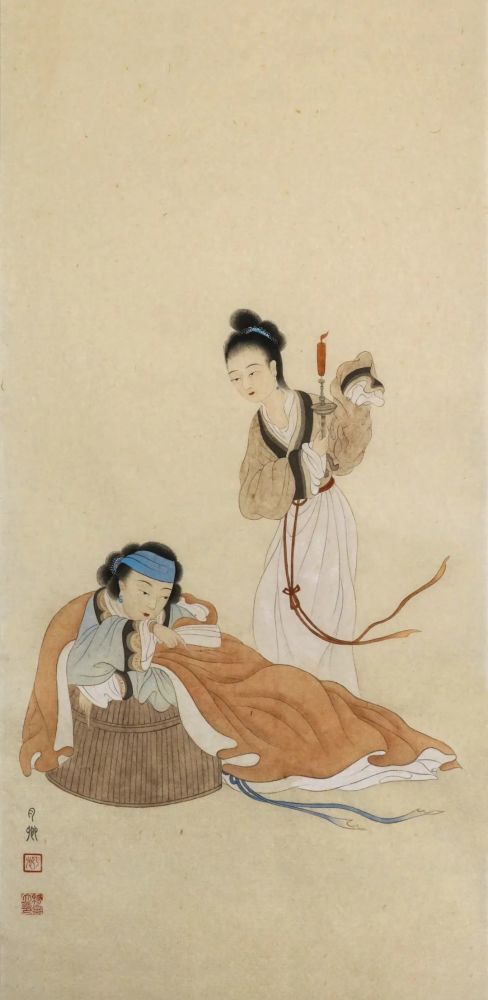 萧然对四时清思满画堂月卿拟古人物画作十一幅