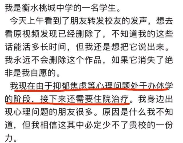 衡水中学被曝多项违规学生得抑郁网友根本没有这么简单