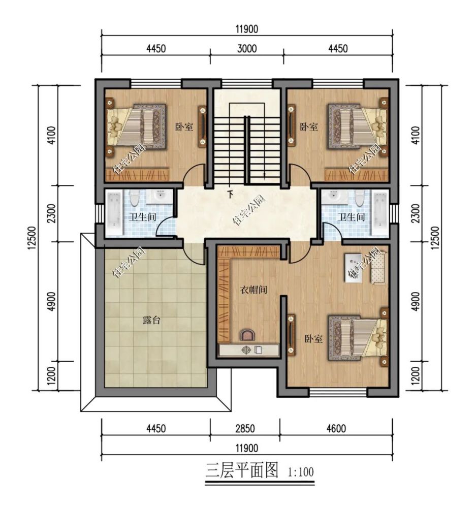 挑空客厅豪华卧室露台11x12米三层精美别墅大气又舒适