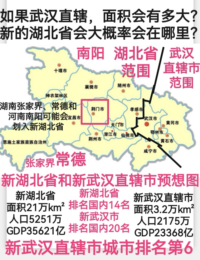 如果武汉直辖新湖北和武汉范围有多大新湖北省会可能会放在哪里