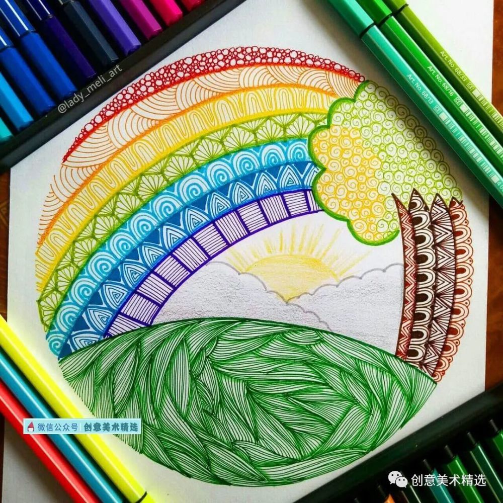 为线描加点颜色21张彩色线描带你玩转线描课堂