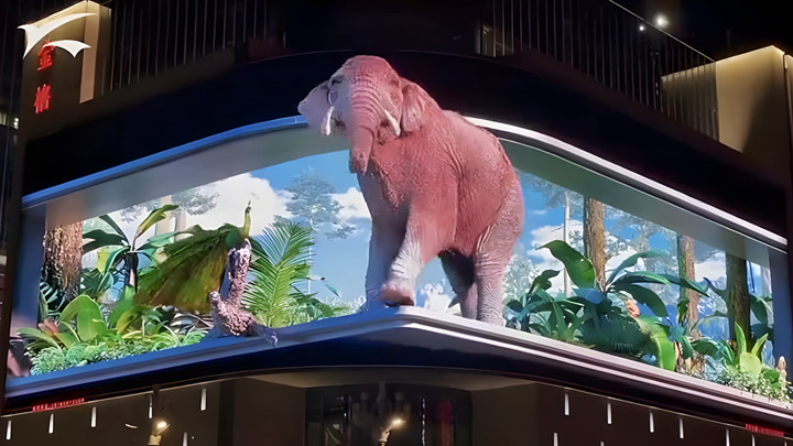户外裸眼3d广告展示打破常规的艺术效果