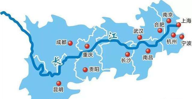即与长江有关的以省为单元的区域和其核心城市.