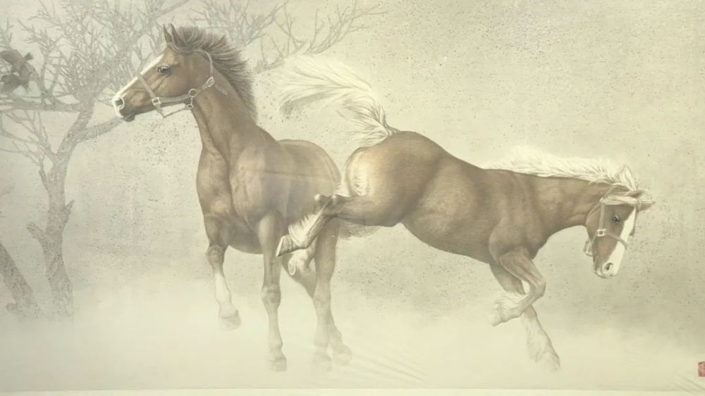 黄今工笔画马作品展在石家庄市博物馆举办