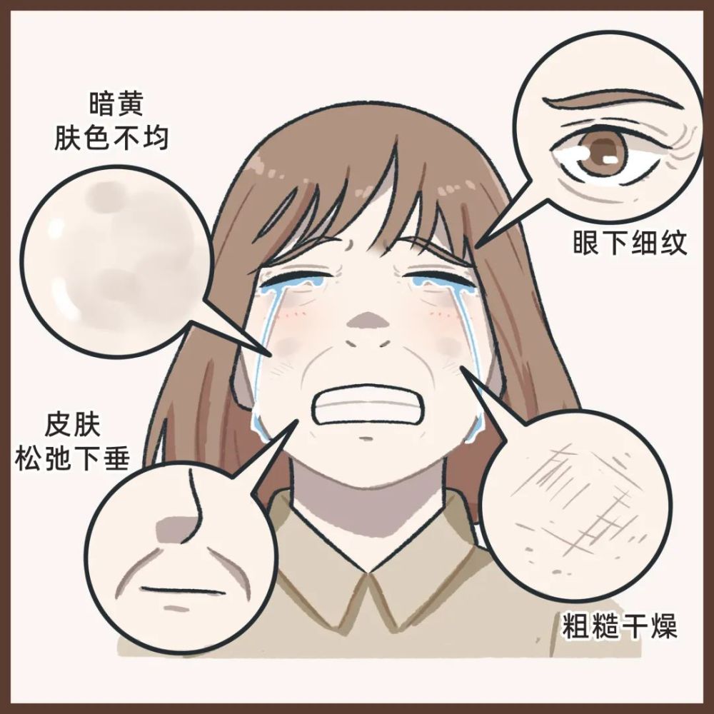 直到某天拿起镜子发现:肤色暗沉,粗糙干燥,眼下细纹,皮肤饱满度和