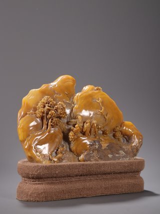 旧藏·友竹款田黄石人物故事随型摆件