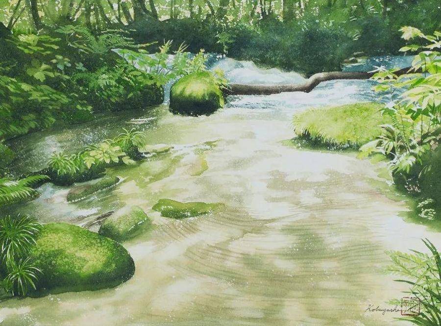 看日本水彩画家笔下的夏日林间小林启子佳作欣赏