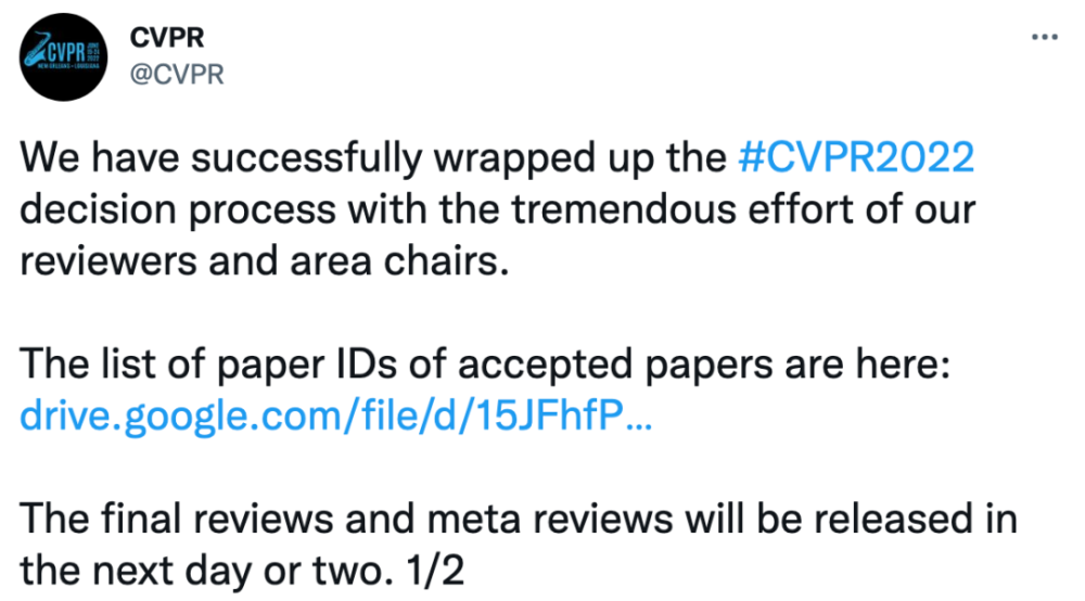 CVPR 2022 接收结果出炉！录用 2067 篇，接收数量上升24％_腾讯新闻