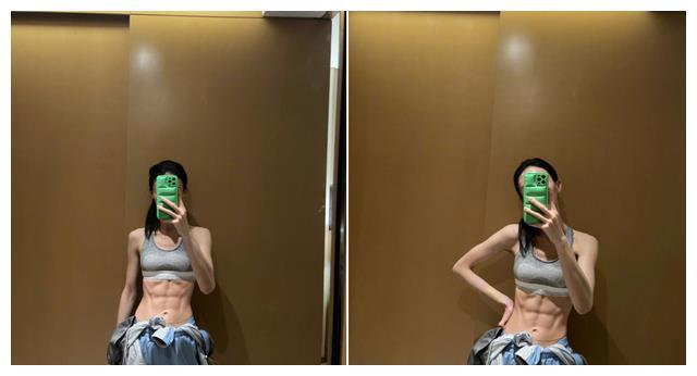 女星金晨撩开上衣晒腹肌衣服湿透汗如雨下腰部肌肉凸出明显