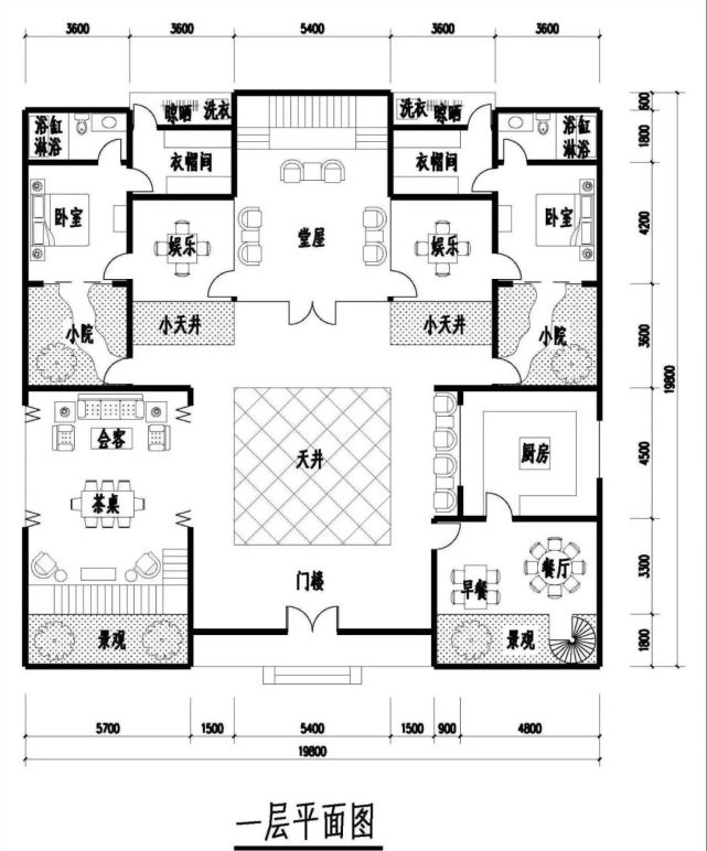 新中式现代四合院最先进的平面图新民居鲁工出品