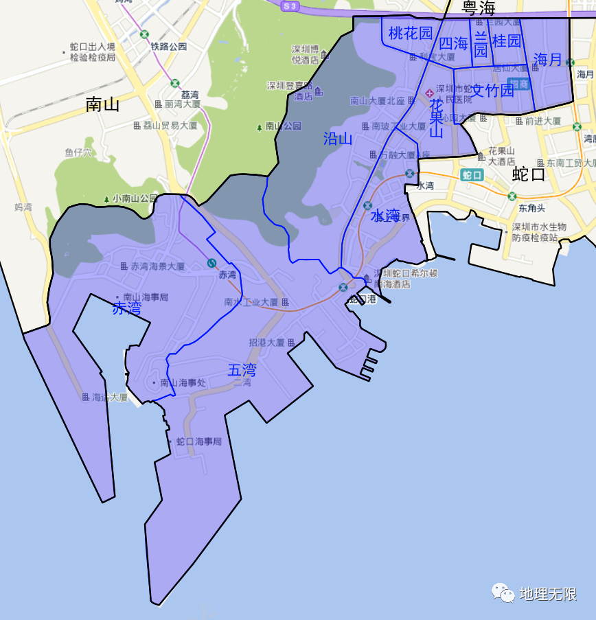 深圳市南山區招商街道社區分佈地圖