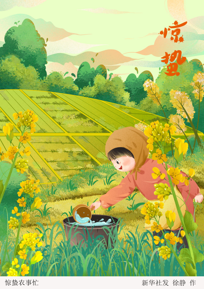 图表插画二十四节气惊蛰惊蛰农事忙