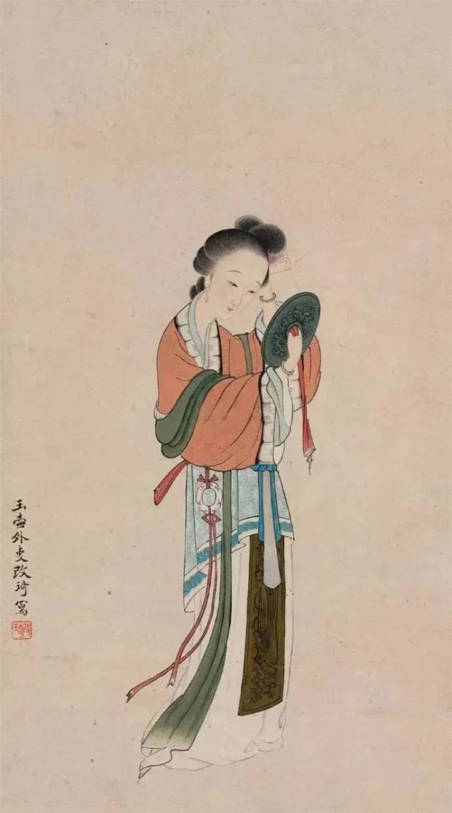 清·朱本 《对镜仕女图》end关注宝拍国际微信公众号与宝拍小程序