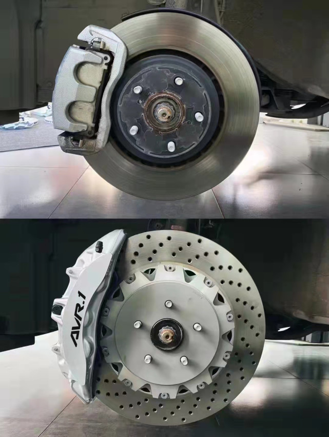 丰田埃尔法改装前六后四刹车卡钳