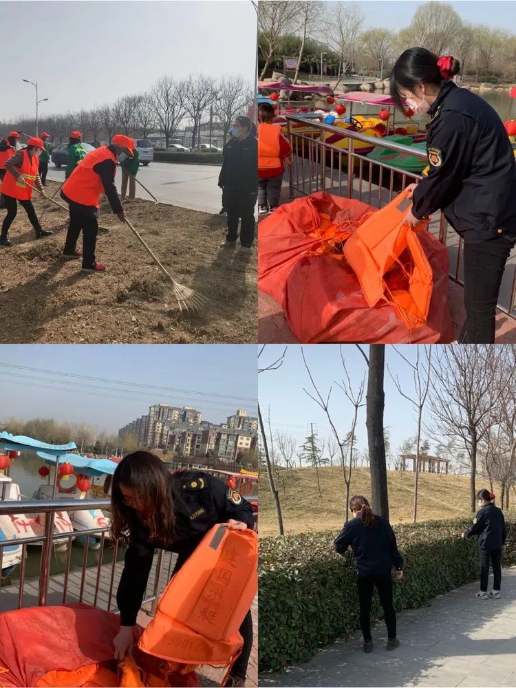 組織綠化工人對城區綠化帶枯枝雜草進行清理,對鳳鳴湖公園環境衛生