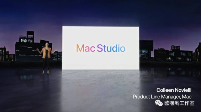 上午 10 :38:mac 产品线经理 colleen novielli 谈论 mac studio.