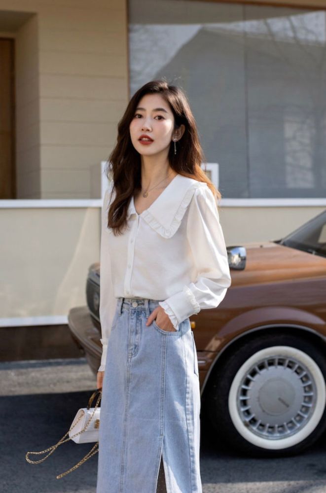 较宽衬衫的领型,决定了整件衬衫的穿搭效果,以及搭配出来的风格走向