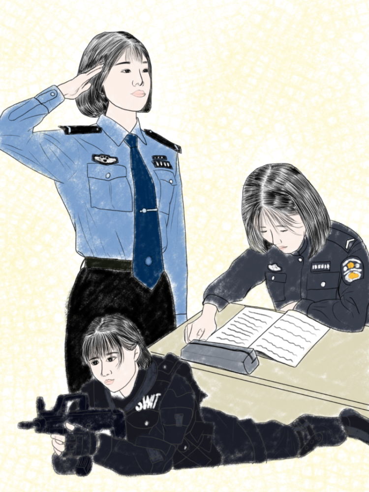 女警察手绘图片