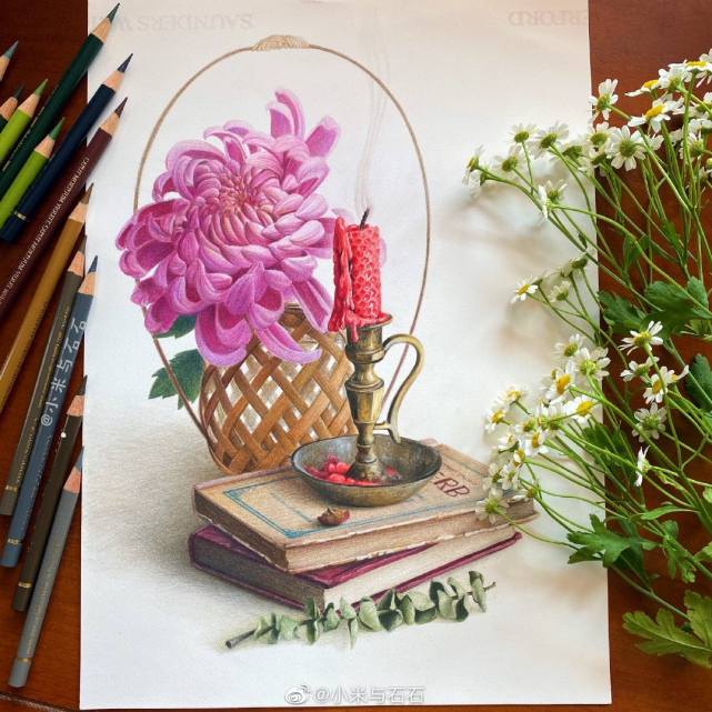 彩铅手绘-国风系列,作者:小米与石石