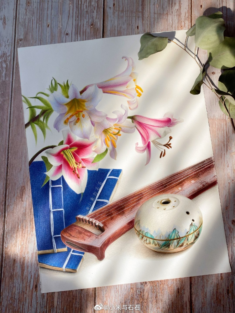 彩铅手绘-国风系列,作者:小米与石石