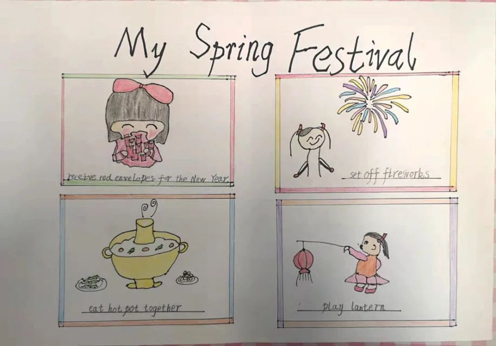 學科活動小學部三年級進行了四格漫畫myspringfestival英語展示活動