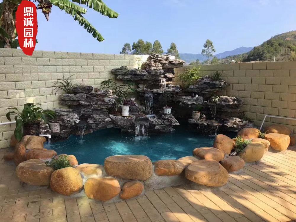 天然英石假山堆砌融合建筑造景设计