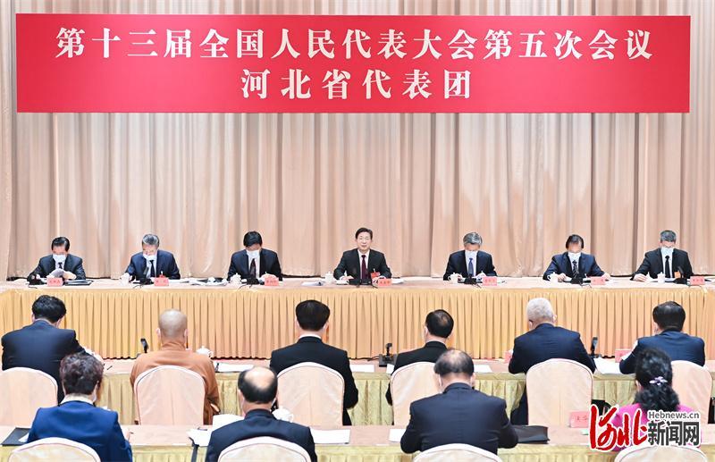 3月10日,出席十三届全国人大五次会议的河北代表团举行小组会议.