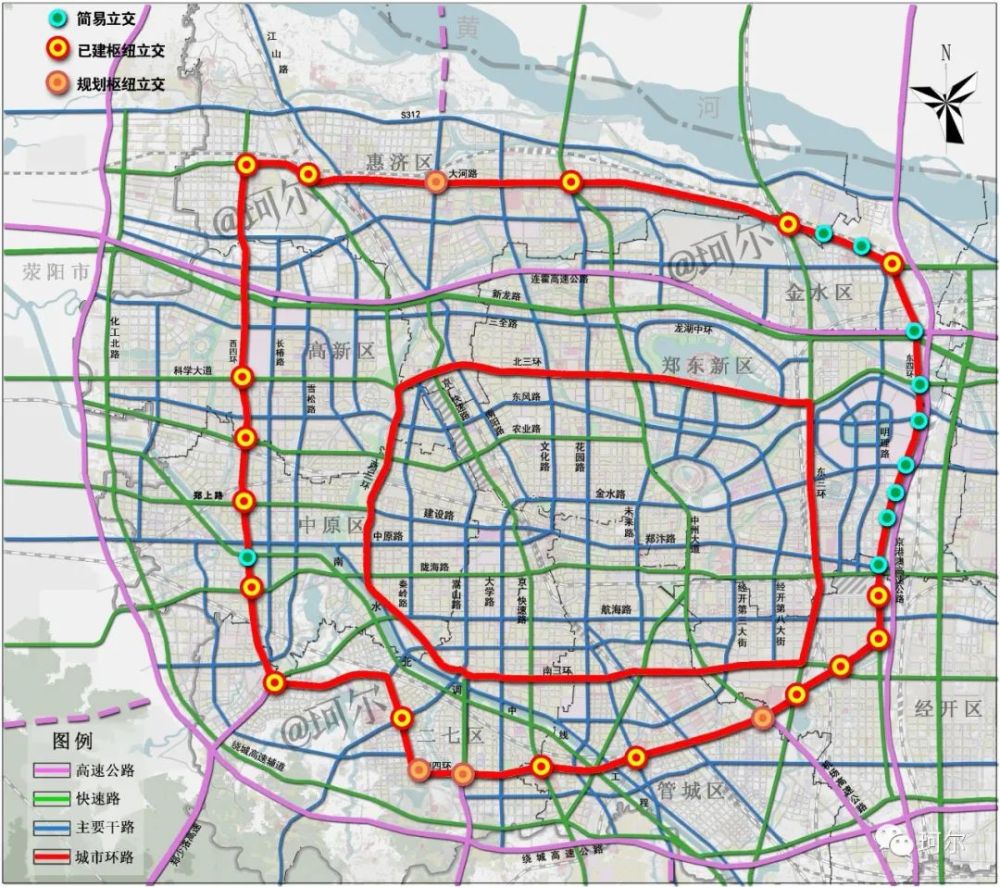 鄭州市四環線及大河路快速化工程,由東四環,南四環,西四環及大河路