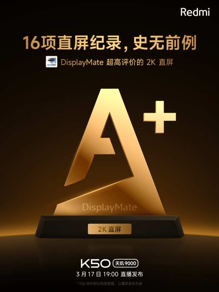 redmik50系列屏幕顶级获得displaymatea16项认证