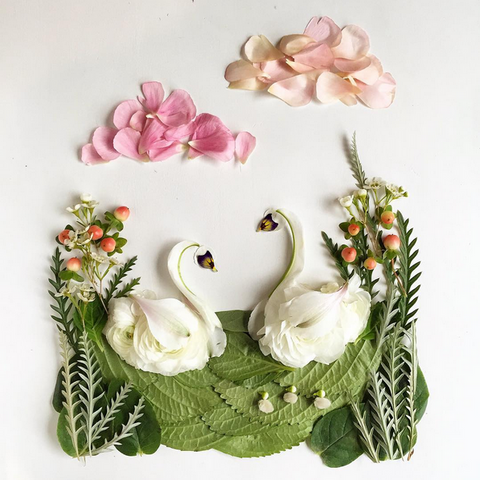 她自称是植物猎人用花瓣拼凑小清新图案让人看了十分解压