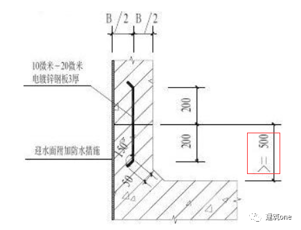 人防牆施工縫在距基礎頂500位置留設!